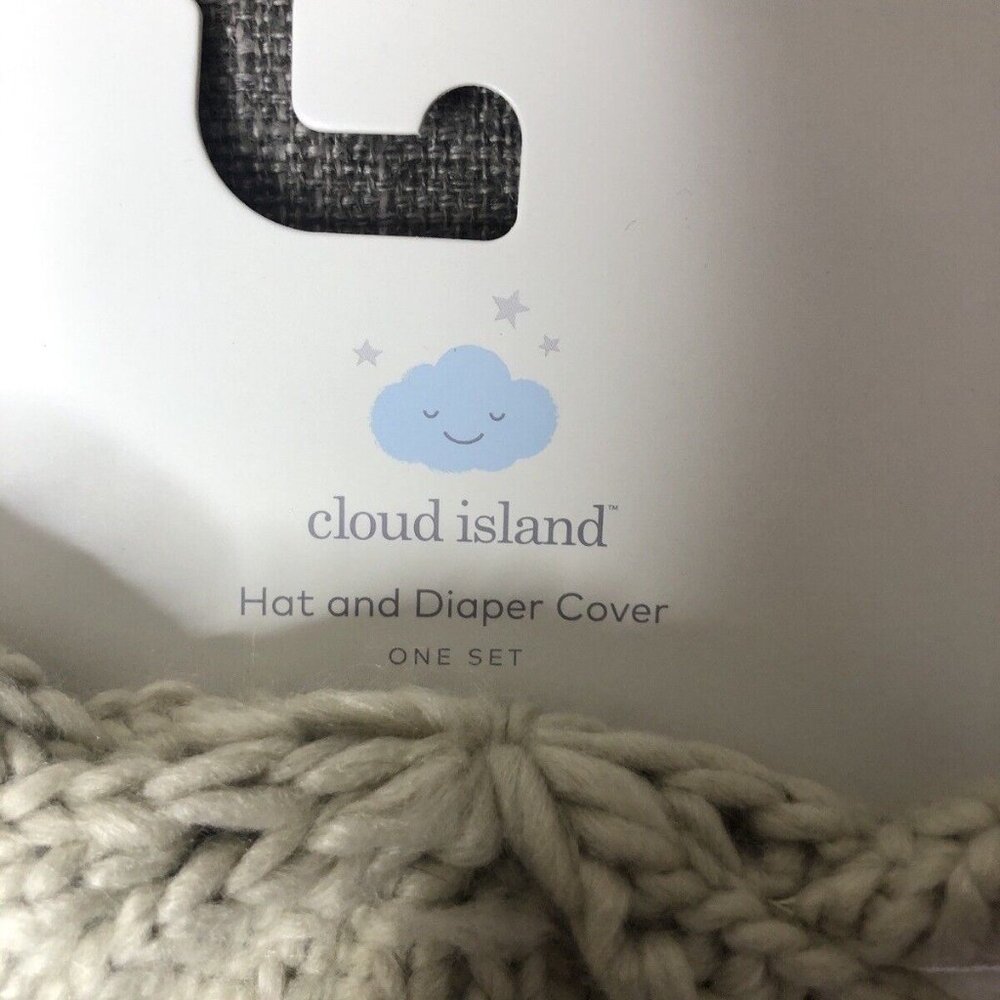 Cloud Island Baby Hat & Diaper Cover Set One Size Fits Most Beige White Fox - Picture 3 of 4